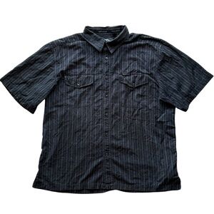 Harley-Davidson Pinstripe Embroidered Work Shirt Men's 2XL Short Sleeve Black